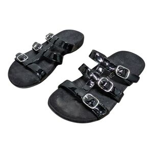 VIONIC (Size 7) Black Buckle Slide Sandals